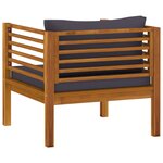 vidaXL Chaise de jardin avec coussins gris foncé Bois d'acacia massif