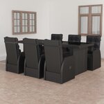 vidaXL Mobilier à dîner jardin 7 Pièces avec coussins Résine tressée Noir
