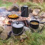 Esschert Design Jeu d'ustensiles de cuisine d'extérieur quatre pièces Noir