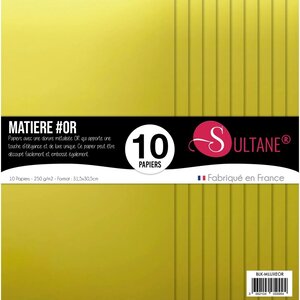 10 papiers Scrapbooking Or - 250g/m2 - H : 30 5 cm