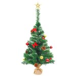 vidaXL Arbre de Noël artificiel pré-éclairé avec boules vert 64 cm