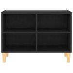 vidaXL Meuble TV avec pieds en bois massif Noir 69 5x30x50 cm