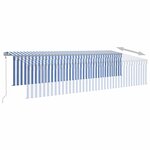 vidaXL Auvent automatique store capteur de vent LED 6x3 m Bleu blanc