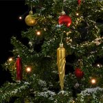 vidaXL Arbre de Noël neigeux avec base de parapluie Vert 140 cm