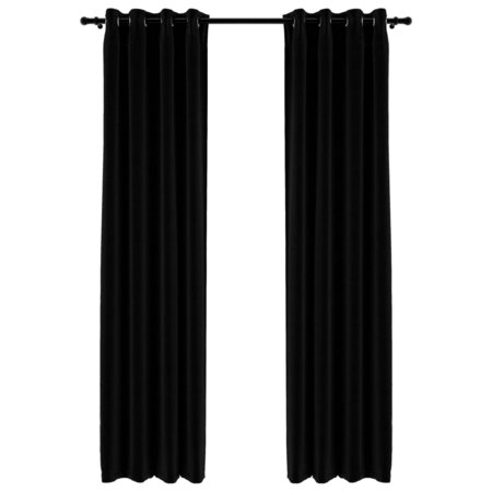 vidaXL Rideaux occultants Aspect lin avec œillets 2 Pièces Noir 140x225cm