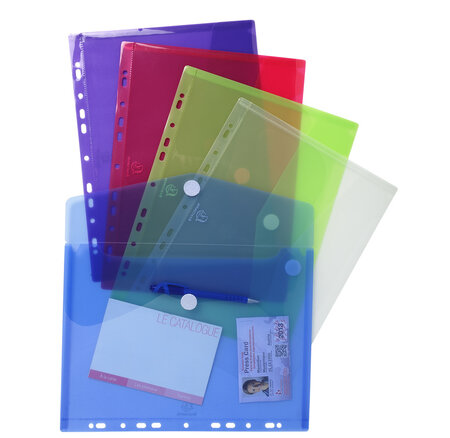 Sachet De 5 Pochettes-enveloppes Perforées Polypropylène - A4 - X 10 - Exacompta