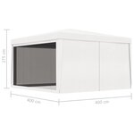 vidaXL Tente de réception avec 4 parois latérales en maille 4x4m Blanc