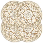 vidaXL Napperons 4 Pièces Blanc 38 cm Rond Jute