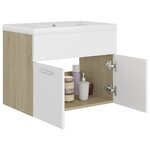 vidaXL Armoire d'évier et lavabo intégré Blanc/chêne sonoma Aggloméré