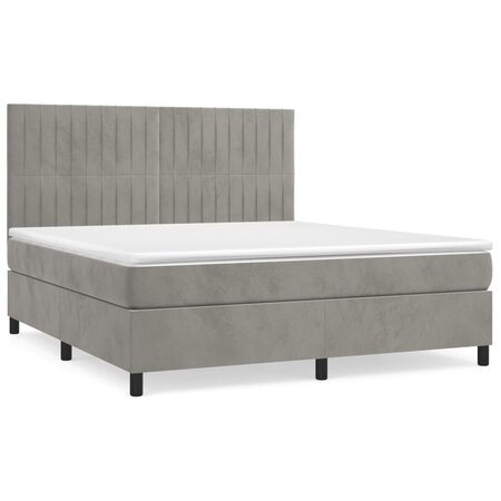 vidaXL Lit à sommier tapissier et matelas Gris clair 160x200cm Velours