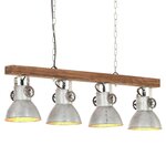 vidaXL Plafonnier industriel Argenté E27 Bois de manguier