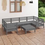 vidaXL Salon de jardin 7 Pièces Gris Bois de pin massif