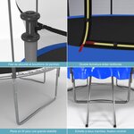 Trampoline de jardin classique 14ft ø427cm pack trampo avec matelas réversible bleu/noir  echelle  filet de sécurité