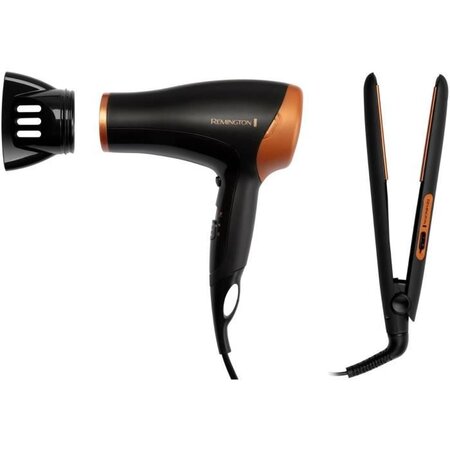 REMINGTON D3012GP Coffret Cadeau - Seche Cheveux Ionique 2000W et Lisseur Plaques Flottantes Ceramic
