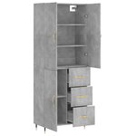 vidaXL Buffet haut Gris béton 69 5x34x180 cm Bois d'ingénierie
