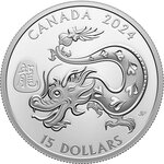 Pièce de monnaie en Argent 15 Dollars g 31.1 (1 oz) Millésime 2024 DRAGON