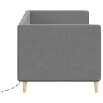 vidaXL Lit avec éclairage USB Gris clair Tissu 90x200 cm