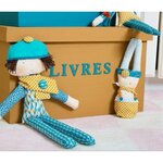 Coupon de tissu 55 x 45 cm - Flammes orange et bleues