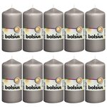 Bolsius Bougies pilier 10 Pièces 120x58 mm Gris chaud