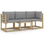 vidaXL Canapé de jardin 3 places avec coussins gris