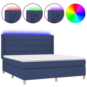 vidaXL Sommier tapissier avec matelas et LED Bleu 180x200 cm Tissu