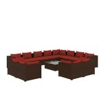 vidaXL Salon de jardin 13 Pièces avec coussins Marron Résine tressée