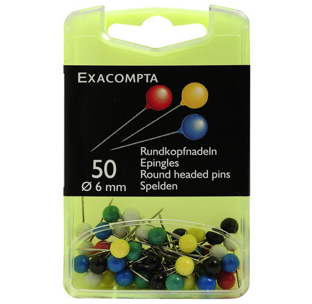 Boîte De 50 Épingles Sphériques - Hauteur De Pointe 15mm - 6mm De Diamètre - Exacompta