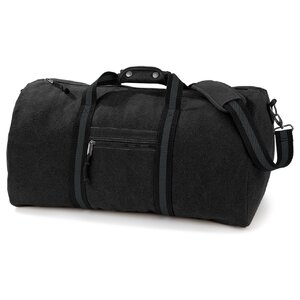 Sac de voyage toile look usé style vintage - noir - qd613