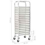 vidaXL Chariot de cuisine pour 16 plateaux 38x55x163 cm Inox