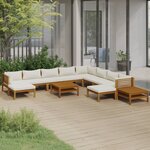 vidaXL Salon de jardin 12 Pièces avec coussin crème Bois d'acacia solide