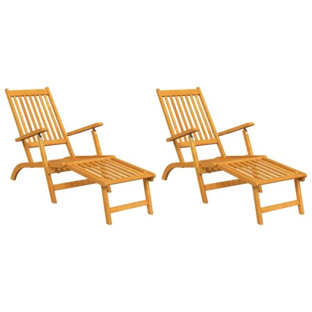 vidaXL Chaise longue d'extérieur avec repose-pieds 2 Pièces Acacia solide