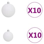 vidaXL Set de boules de Noël avec pic et 300 LED 120Pièces Blanc et gris