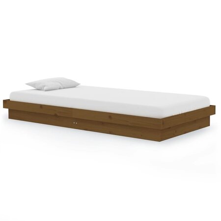 vidaXL Cadre de lit Marron miel Bois massif 100x200 cm