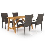 vidaXL Ensemble de salle à manger de jardin 5 Pièces Marron