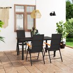 vidaXL Ensemble de salle à manger de jardin 5 Pièces Noir et marron