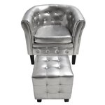 vidaXL Fauteuil avec repose-pied Argenté Similicuir