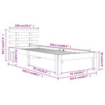 vidaXL Cadre de lit Gris Bois massif 100x200 cm