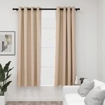 vidaXL Rideaux occultants Aspect lin avec œillets 2Pièces Beige 140x175cm