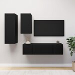 vidaXL Ensemble de meuble TV 4 Pièces Noir Aggloméré