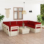 vidaXL Salon de jardin palette 9 Pièces avec coussins Épicéa imprégné