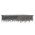 vidaXL Salon de jardin 12 Pièces avec coussins Gris Résine tressée
