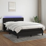 vidaXL Sommier tapissier avec matelas et LED Noir 140x200 cm Tissu