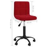 vidaXL Chaises pivotantes à manger lot de 4 rouge bordeaux velours