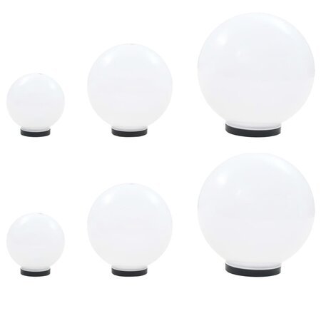 vidaXL 6 Pièces Jeu de lampe boule à LED PMMA sphérique 20/30/40 cm