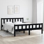 vidaXL Cadre de lit Noir Bois massif 150x200 cm Très grand