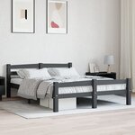 vidaXL Cadre de lit Gris foncé Bois de pin massif 140x200 cm