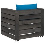 vidaXL Salon de jardin 2 Pièces avec coussins Bois imprégné de gris