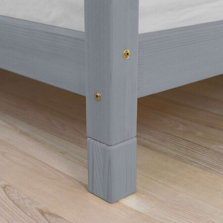 4 Pieds réhausseurs de lit - gris 10 cm pour largeur lit 120 cm