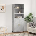 vidaXL Buffet haut Gris béton 69 5x34x180 cm Bois d'ingénierie