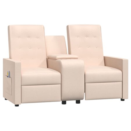 vidaXL Fauteuil de massage inclinable et porte-gobelet 2 places Crème